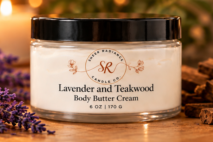 Sheer Radiance Lavender and Teakwood Body Butter Cream 6 oz